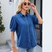 K New Versatile Collared Thin Denim Shirt Casual Top For Women_mkmklike.com