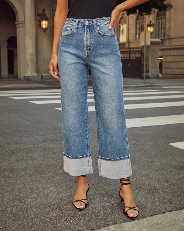 Women's Clothing New Stretch Straight Jeans Women's Quality Retro Curled High Waist Trousers_mkmklike.com