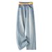Light Blue Fashionable Rhinestone Wide-leg Jeans For Women, 2026 Spring And Autumn New Style, High-waisted, Slimming,_mkmklike.com