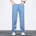 Thin Ice Silk Jeans Men's Summer Loose Straight Jeans Men's Fattened Plus Size Business Jeans Men_mkmklike.com