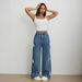 Women's Clothing Straight Leg Jeans High Waist Straight Leg Butterfly Jeans - Classic Denim Pants With Bow Detail In Dark Blue & Light Blue_mkmklike.com