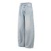 Simple Loose Versatile Denim Scimitar Men's Street Punk Distressed Washed Oversized Wide-Leg Casual Long Pants Trendy_mkmklike.com