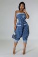 K Denim Workwear Multi-pocket Patchwork Loose Sleeveless Jumpsuit_mkmklike.com