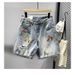 Men's Retro Distressed Straight Leg Denim Shorts Casual Loose Fitting Wide Leg Mid Length Pants Trendy Versatile Summer Wear_mkmklike.com