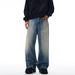 Punk Washed Denim For Men Loose Basic Simple Dad Versatile Casual Straight Pants_mkmklike.com