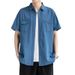 Short Sleeved Summer New Korean Style Casual Denim Shirt, Workwear Jacket, Trendy Men's Shirt_mkmklike.com