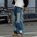 Men's Color Blocked Patchwork Jeans High Street Style Loose Straight Leg Wide Leg Trousers Autumn Trendy Retro Cool Design_mkmklike.com