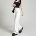Narrow Straight-leg White Jeans For Women, 2026 Spring/summer, High-waisted, Petite-friendly, Slimming, Wide-leg,_mkmklike.com
