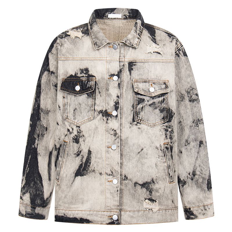 Men's Tie-Dye Denim Jacket Oversized Streetwear Casual Lapel Coat For Teen Boys_mkmklike.com