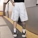 Men's Heavyweight Designer Graffiti Dirty Denim Shorts High End Casual Outdoor Five Point Pants Cool Stylish Fit_mkmklike.com
