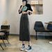 K Women's Mid Length Skirt With High Waist And Slimming A-line Skirt, New Denim Split Half Body Skirt_mkmklike.com