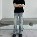 High Street Cleanfit Washed Denim Jeans Men's Straight Leg Loose Slightly Flared Long Pants Trendy Style Casual Wear_mkmklike.com
