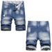 2023 Summer New Distressed Ripped Men's Five-Point Denim Shorts Trendy Slim Straight Mid-Waist Pants_mkmklike.com