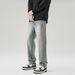 Men's Clothing Fleece Lined Stretch Jeans Autumn Winter Thick Solid Color Slim Fit Straight Leg Pants Basic Style Archer0603_mkmklike.com