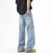LKTM Men's Light Blue Washed Whiskered Jeans American Style Cleanfit Straight Leg Casual Loose Pants mid Waist Slight Stretch_mkmklike.com