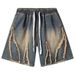 Men's Clothing High Street Distressed Denim Shorts Lace Up Retro Washed Casual Loose Fitting Trendy Style_mkmklike.com