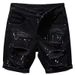 Summer Distressed Thin Denim Shorts, Men's Black Versatile, Washed Slim Fit, 5/4 Mid Length Pants, Trendy Brand Youth_mkmklike.com