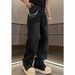 Premium Washed Denim Jeans For Men – Relaxed Straight Fit With Chain & Pearl Embellishments (Black/Blue)_mkmklike.com