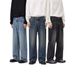"Men's Loose Fit Washed Jeans – Korean Streetwear Straight Leg Denim Pants (Light Blue/Dark Blue/Black, S/M/L/XL/XXL/XXXL)"_mkmklike.com