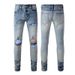 Men's Jeans Fashion American Vintage Print Ripped Jeans Men's Handsome Trendy Men's Pants 1342_mkmklike.com
