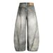Vintage Washed Blue Distressed Jeans – Relaxed Fit Bootcut Denim Pants With Raw Hem (S-XXL)_mkmklike.com