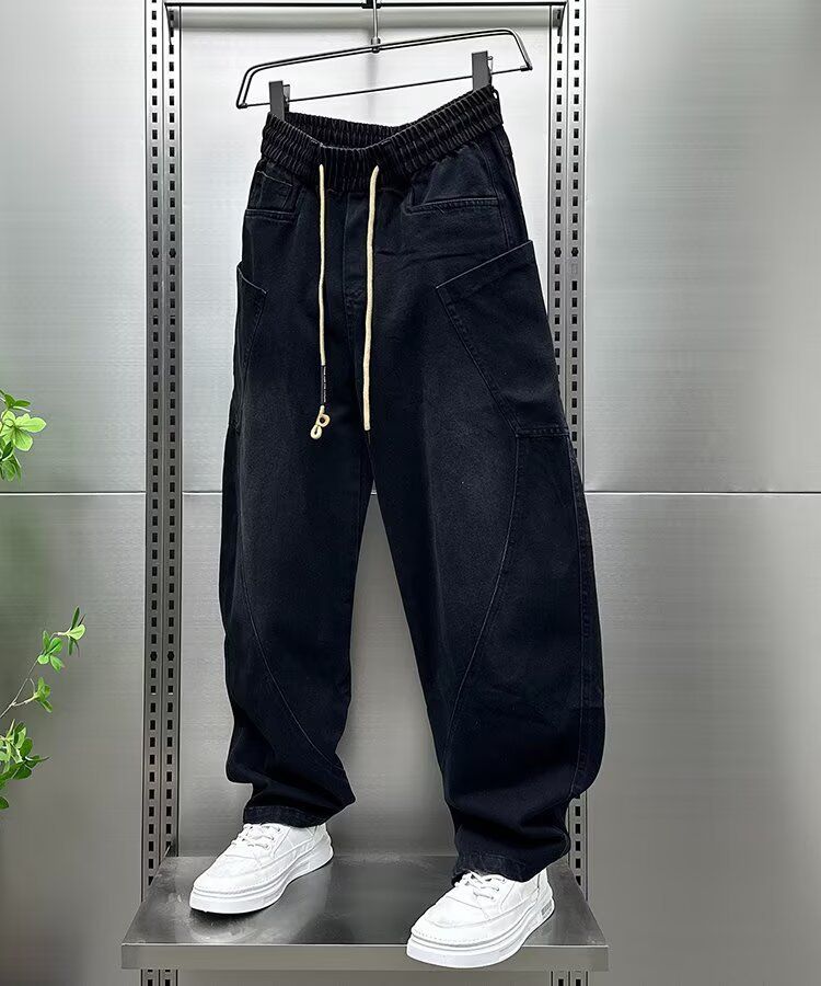 Men's Summer Thin Jeans – Cool Washed Blue Harem Pants, Loose Fit & Tapered Cropped (Bluish/Black, S-3XL)_mkmklike.com