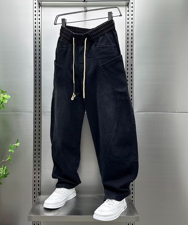 Men's Summer Thin Jeans – Cool Washed Blue Harem Pants, Loose Fit & Tapered Cropped (Bluish/Black, S-3XL)_mkmklike.com