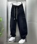 Men's Summer Thin Jeans – Cool Washed Blue Harem Pants, Loose Fit & Tapered Cropped (Bluish/Black, S-3XL)_mkmklike.com