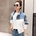Chicco For Women Spring And Autumn New Style Patchwork Embroidery Color-Block Denim Clothing Women's Jacket Trendy_mkmklike.com