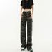 Women's Camouflage Cargo Pants 2026 Spring/Summer New Popular High-Waisted American Style Straight Narrow Wide-Leg Jeans_mkmklike.com