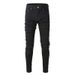 Men's Clothing Ripped Patch Stretch Slim Fashion High Street American Jeans Black Men's Pants 569_mkmklike.com
