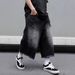 Men's Clothing Men's Retro Washed Frayed Distressed Denim Shorts American Style Summer Trendy Loose Capri Pants Gradient Look_mkmklike.com