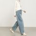 Clair Flocked Thickened Denim Scimitar Pants For Women 2025 Autumn Winter New High Waist Loose Banana Trousers_mkmklike.com