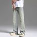 Vintage Washed Bootcut Jeans For Men – Distressed Tapered Denim Pants With Muddy Finish (S-3XL, 7 Colors, Mid-Rise Straight Leg)_mkmklike.com