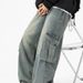 Wide-Leg Cargo Jeans Men's Autumn Trendy Brand Large Pocket Loose Pants Washed Retro High Street Floor-Length Trousers_mkmklike.com
