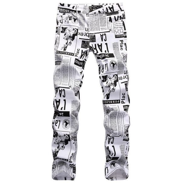 Men's Slim Fit Stretch Denim Jeans With Artistic Digital Print, Comfortable Casual & Night Out Style_mkmklike.com