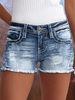 Women's Clothing Ripped Denim Shorts Elastic Slim Fit Versatile Jeans Embroidered Denim Shorts_mkmklike.com