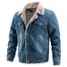Denim Plush Thick Oversized Jacket Men's Casual Autumn And Winter Trend Outerwear_mkmklike.com