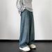 "Unisex Wide Leg Jeans – Korean-Inspired Relaxed Fit Denim Pants For Men & Women (All-Season Stretch, Oversized Streetwear Style, Vintage Wash)"_mkmklike.com