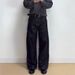 Deconstructed Black Raw Denim Jeans – Unisex Wide-Leg Streetwear Pants With Patchwork & Oversized Fit (90s Grunge Revival Aesthetic)_mkmklike.com