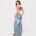 Women's Printed Casual Loose Slimming Mid Waist Leg Jeans Spring Fashion High Waist Skinny Jeans Style_mkmklike.com