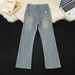 Men's Clothing Embroidered Jeans American Retro Embroidered Floral Jeans – High Street Fashion, Straight-Leg & Slight Flare, Unisex Vintage Denim_mkmklike.com