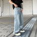Men's Clothing Unisex Distressed Denim Jeans With Pearl Embellishments – Oversized Straight-Leg Pants (L-XXXL) | Vintage Washed Blue/Black_mkmklike.com