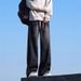 Men's Trendy Casual Wide Leg Jeans Splatter Paint Straight Loose Fit Washed Retro American High Street Style Long Pants_mkmklike.com