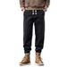 Large Size Men's Clothing Autumn And Winter New Jeans Men's Warm Towel Bottom Jeans Men's Elastic Waist Drawstring Straight Pants Men_mkmklike.com