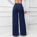 Women's High-Waisted Wide-Leg Jeans Retro Dark Blue Button Design Autumn Winter plus Size Casual Comfortable Fit_mkmklike.com