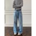 American-style Cleanfit Flared Jeans For Men, Spring Autumn, Washed And Distressed, Trendy, Plus-size, Loose_mkmklike.com