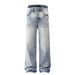 Men's Clothing Retro Trend Street Style Old Washed Design Straight Men's Denim Trousers_mkmklike.com