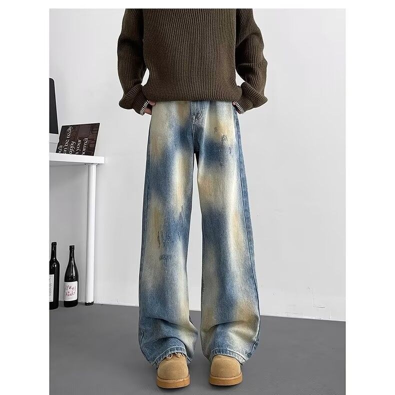 Men's Clothing Retro Wasteland Style Ripped Jeans Trendy Design Sense High End Youth Trendy Cotton Pants_mkmklike.com