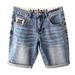Trendy High-End Retro Style Summer Denim Shorts For Young Men Washed Slim Fit Stretch Five Point Pants_mkmklike.com
